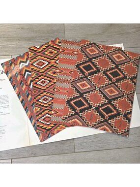 VTG 90's 4 Sheets Navajo Rug Tribal Design Gift Wrapping Art Papers DIY Crafts